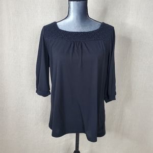 ♤ Classic Elements Black Knit Top Half Sleeve Size Large